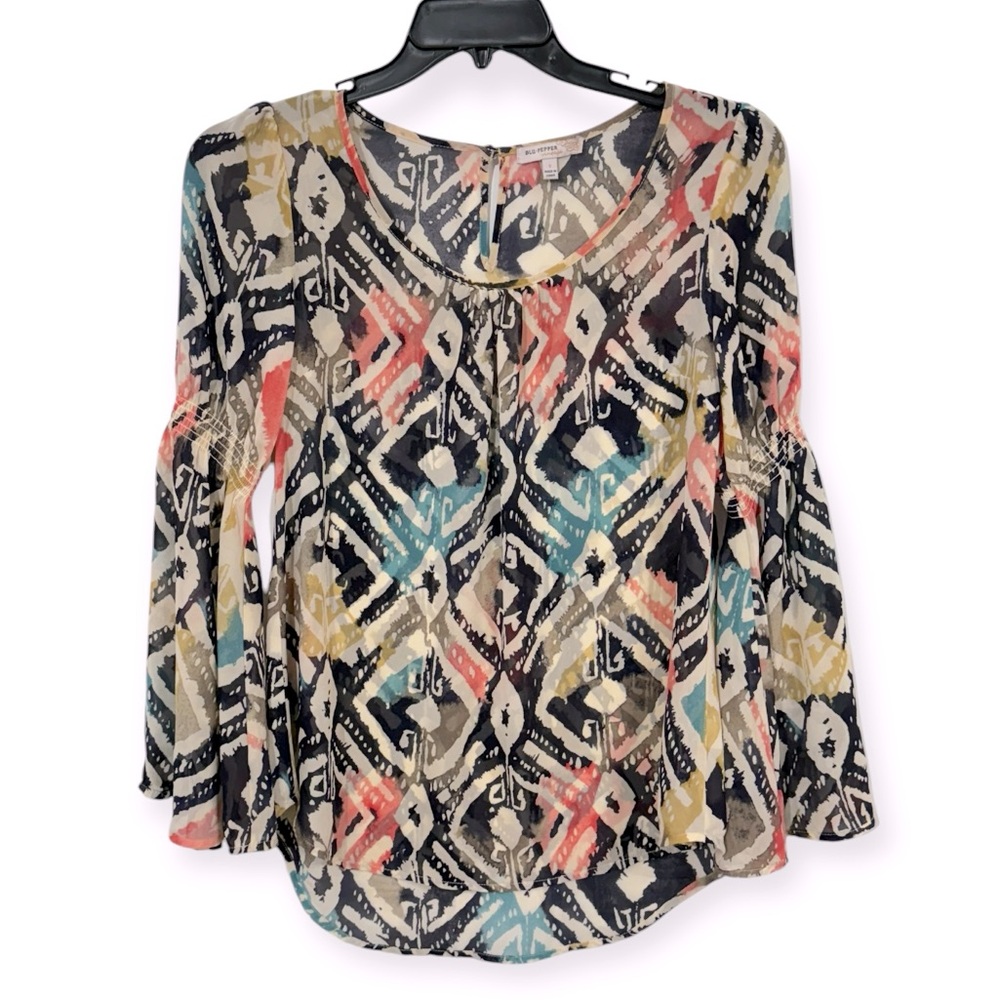 Blu-Pepper Vintage Women’s Peasant Blouse‎ Size S